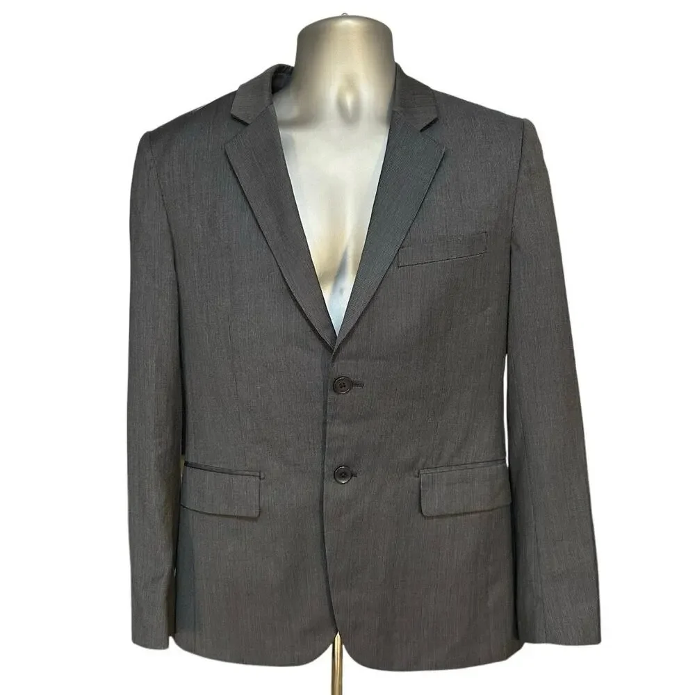 Theory Gray Wool Blend Blazer Mens 38S Tailored Two Button Sport Coat